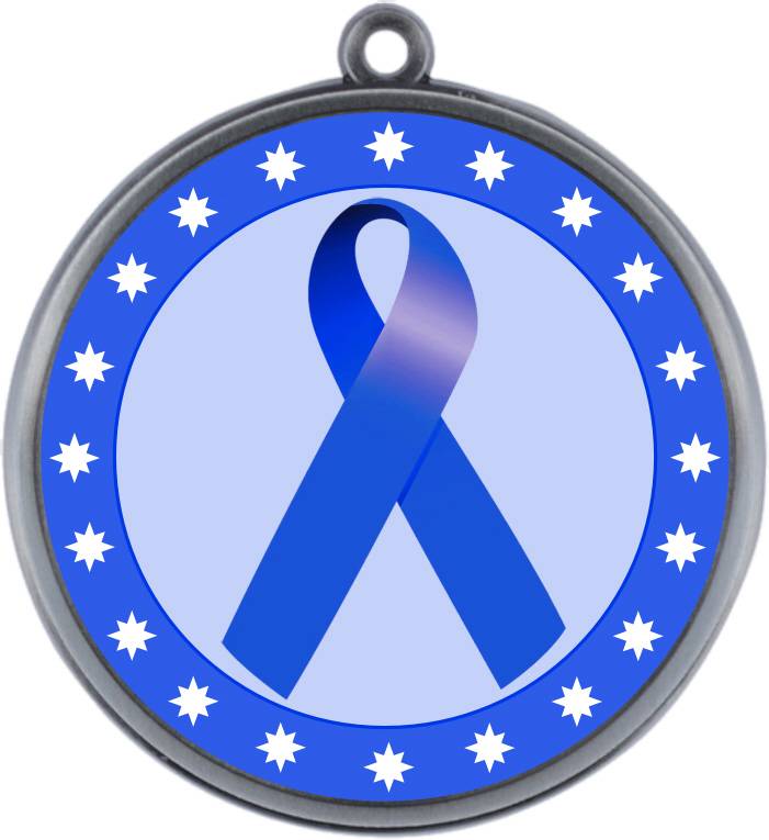 Dark Blue Ribbon Awareness 3 Award Medal