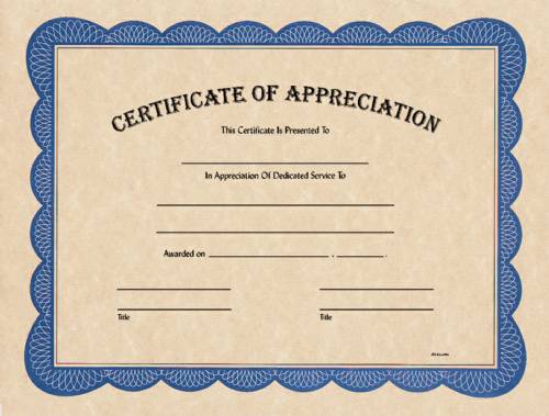 Blank Certificate of Appreciation | Award Certificates from Trophy Kits