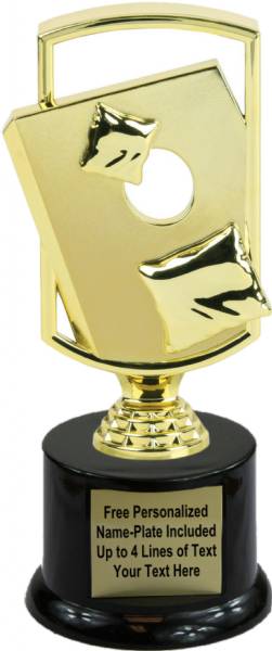 8" Gold Cornhole Trophy Kit with Pedestal Base