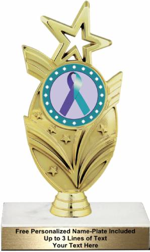 7 1/2" Purple Teal Ribbon Awareness Trophy Kit