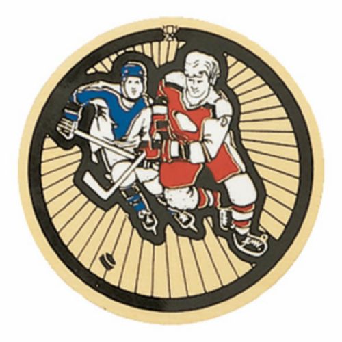 2" Hockey Action Gold Mylar Trophy Insert