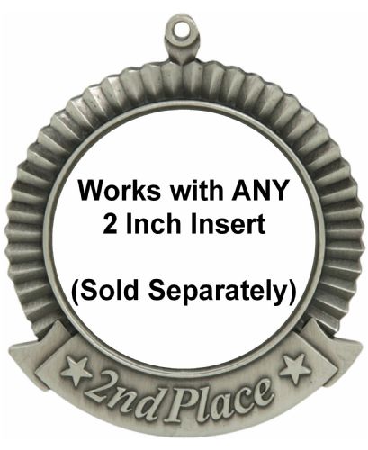 2 3/4" 2nd Place Silver Award Medal with 2" Insert Holder #2