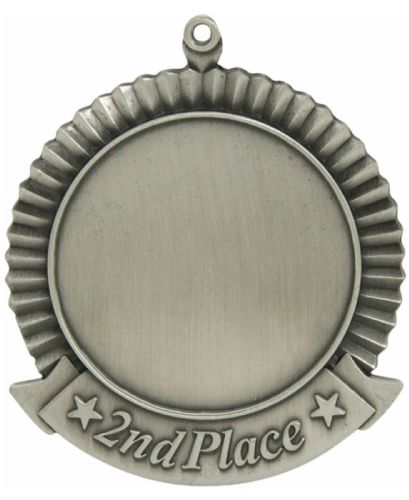 2 3/4" 2nd Place Silver Award Medal with 2" Insert Holder