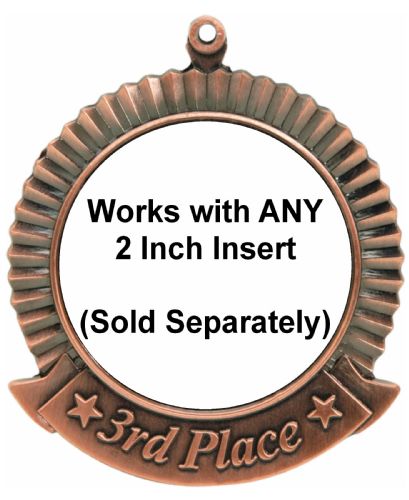 2 3/4" 3rd Place Bronze Award Medal with 2" Insert Holder #2