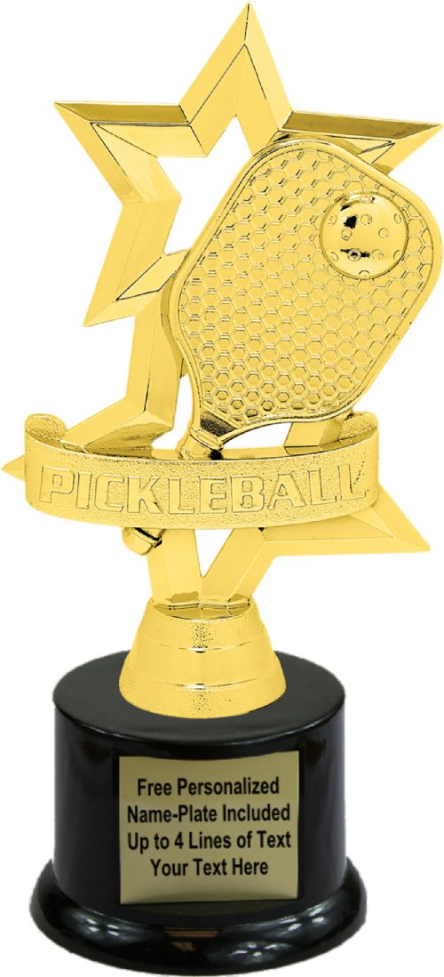 7 1/2" Pickleball Star Banner Trophy Kit with Pedestal Base