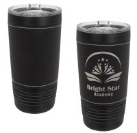 Black 20oz Polar Camel Vacuum Insulated Tumbler with Black/Silver Leatherette Grip