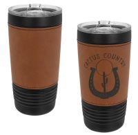 Black 20oz Polar Camel Vacuum Insulated Tumbler with Rawhide/Black Leatherette Grip