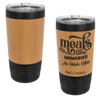 Black 20oz Polar Camel Vacuum Insulated Tumbler with Bamboo/Black Leatherette Grip