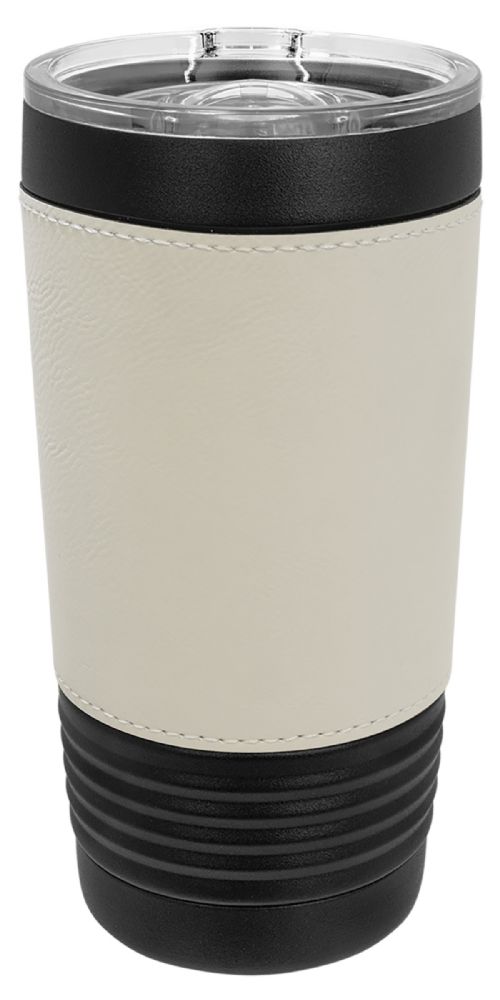 Black 20oz Polar Camel Vacuum Insulated Tumbler with White/Black Leatherette Grip