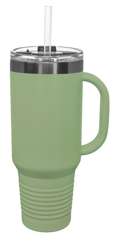 Summer Sage/Ghost Black 40oz Polar Camel ION-Plated Vacuum Insulated Travel Mug with Straw