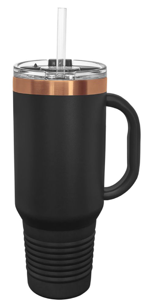 Black/Rose Gold 40oz Polar Camel ION-Plated Vacuum Insulated Travel Mug with Straw