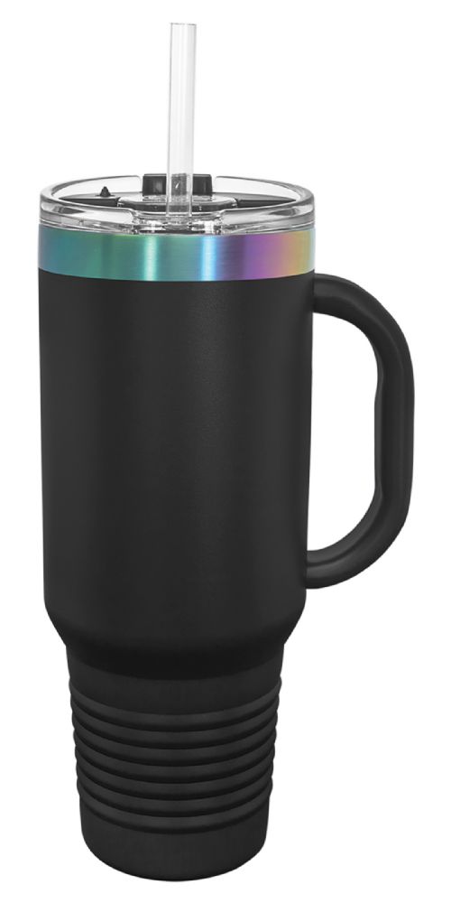 Black/Prism 40oz Polar Camel ION-Plated Vacuum Insulated Travel Mug with Straw