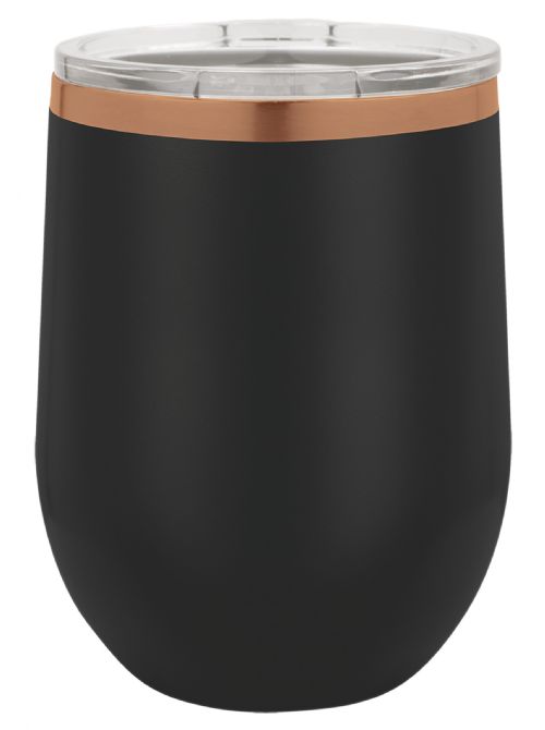 Black/Rose Gold 12oz Polar Camel ION-Plated Vacuum Insulated Wine Tumbler