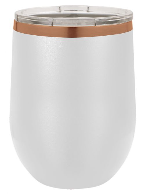 White/Rose Gold 12oz Polar Camel ION-Plated Vacuum Insulated Wine Tumbler