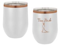 White/Rose Gold 12oz Polar Camel ION-Plated Vacuum Insulated Wine Tumbler