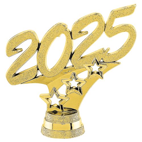 2 1/4" Gold "2025" 3-Star Year Date Trophy Trim Piece