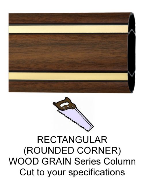 Rectangular (Rounded Corners) Walnut Finish Graphic Trophy Column - Cut to Length